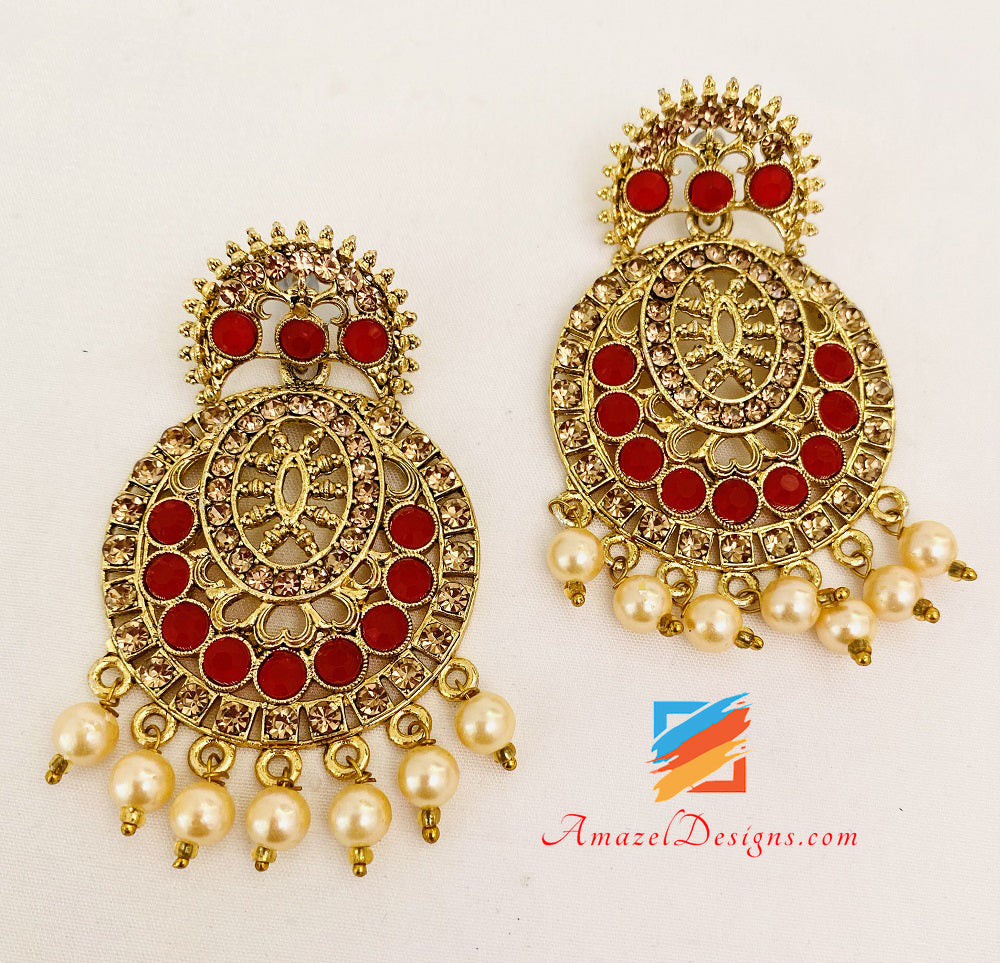 Red golden store earrings