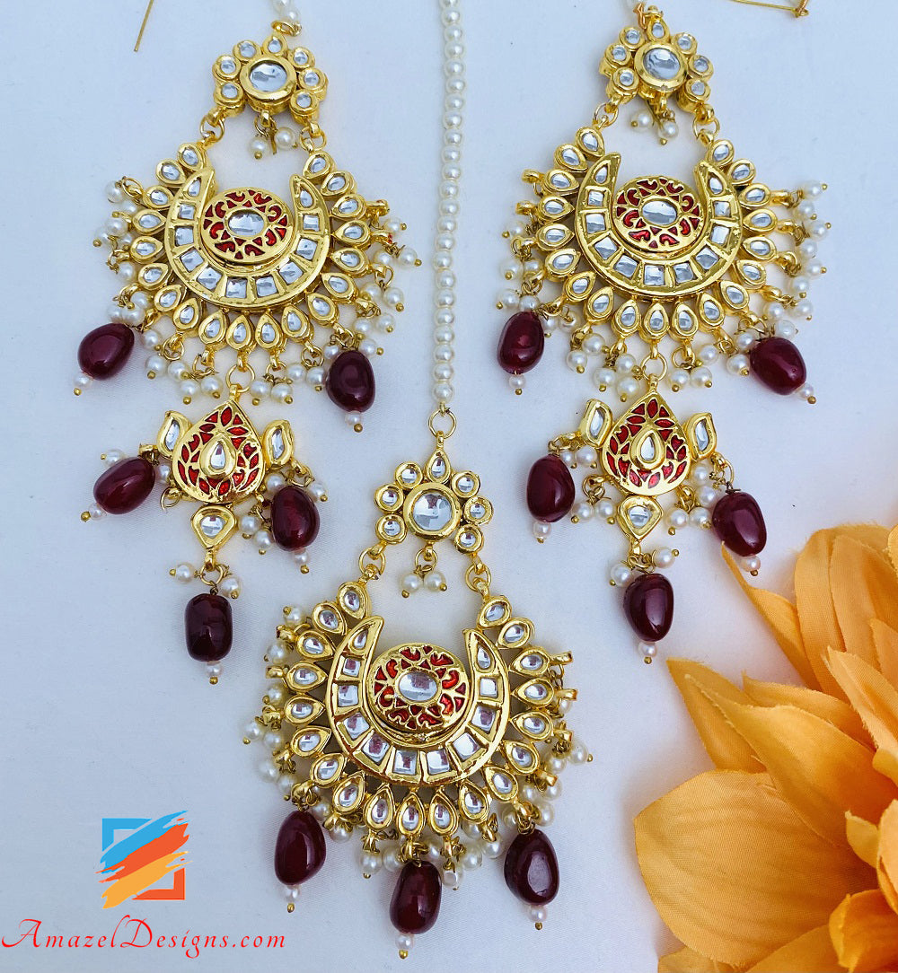 Chandbali and hot sale tikka set