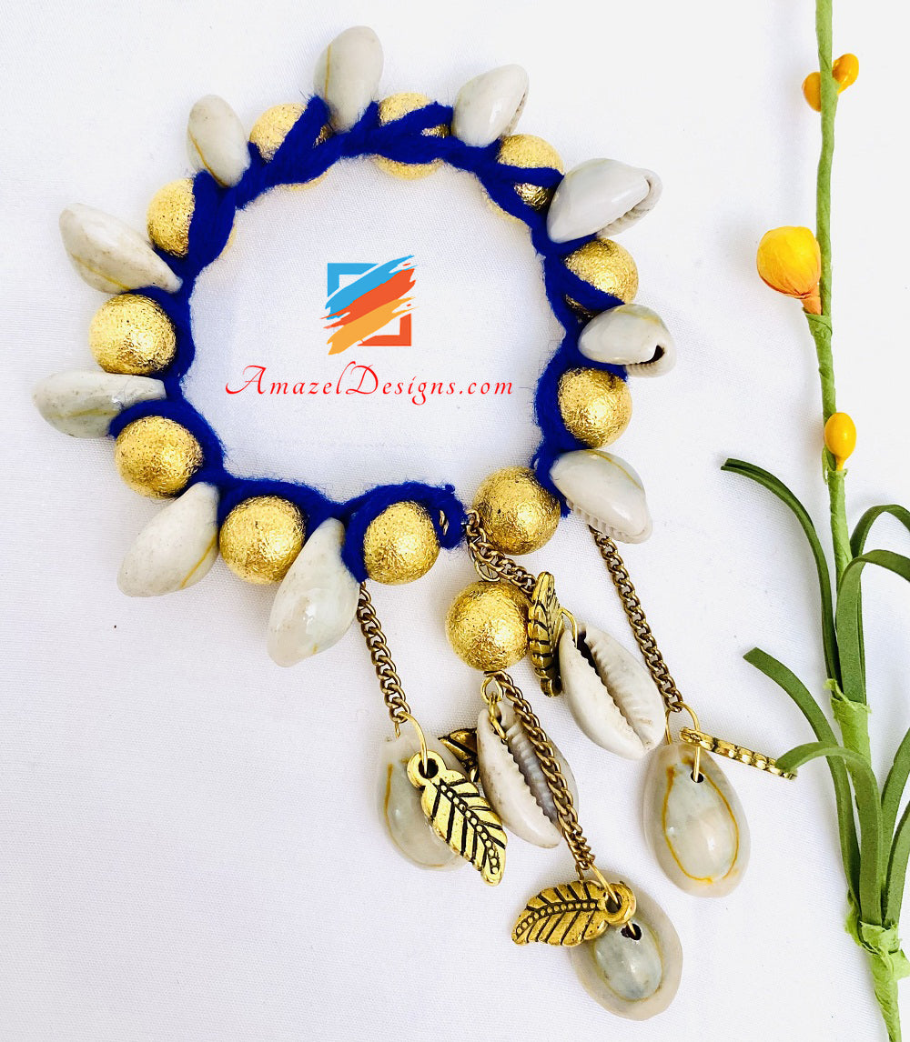 Foglie pendenti Kaudiyaan Blue Golden Gana - 2 pezzi 