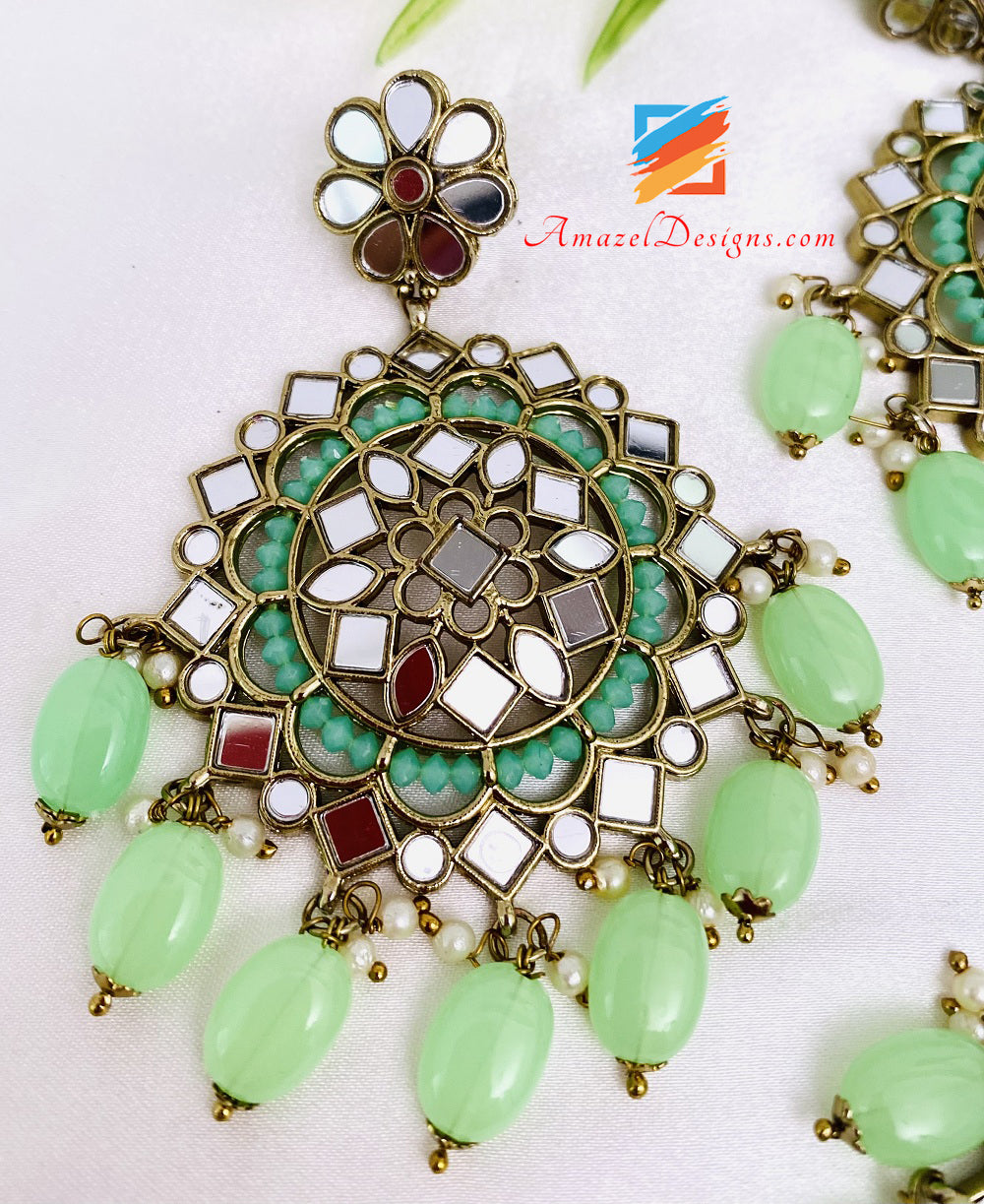 Buy Zaveri Pearls Green & Pink Crystals Parrot Choker Necklace Earring &  Ring-ZPFK14441 (Set of 3) Online