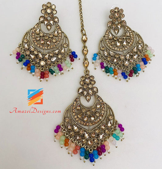 Polki Earrings Tikka Set